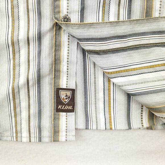 KUHL Suncel Shirt Men's XL Button Up Short Sleeve Striped Hiking Metal Buttons - Picture 4 of 11